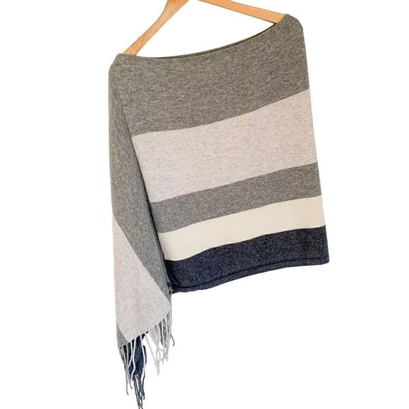 Mersea co striped cashmere and wool fringe poncho - Picture 2 of 9